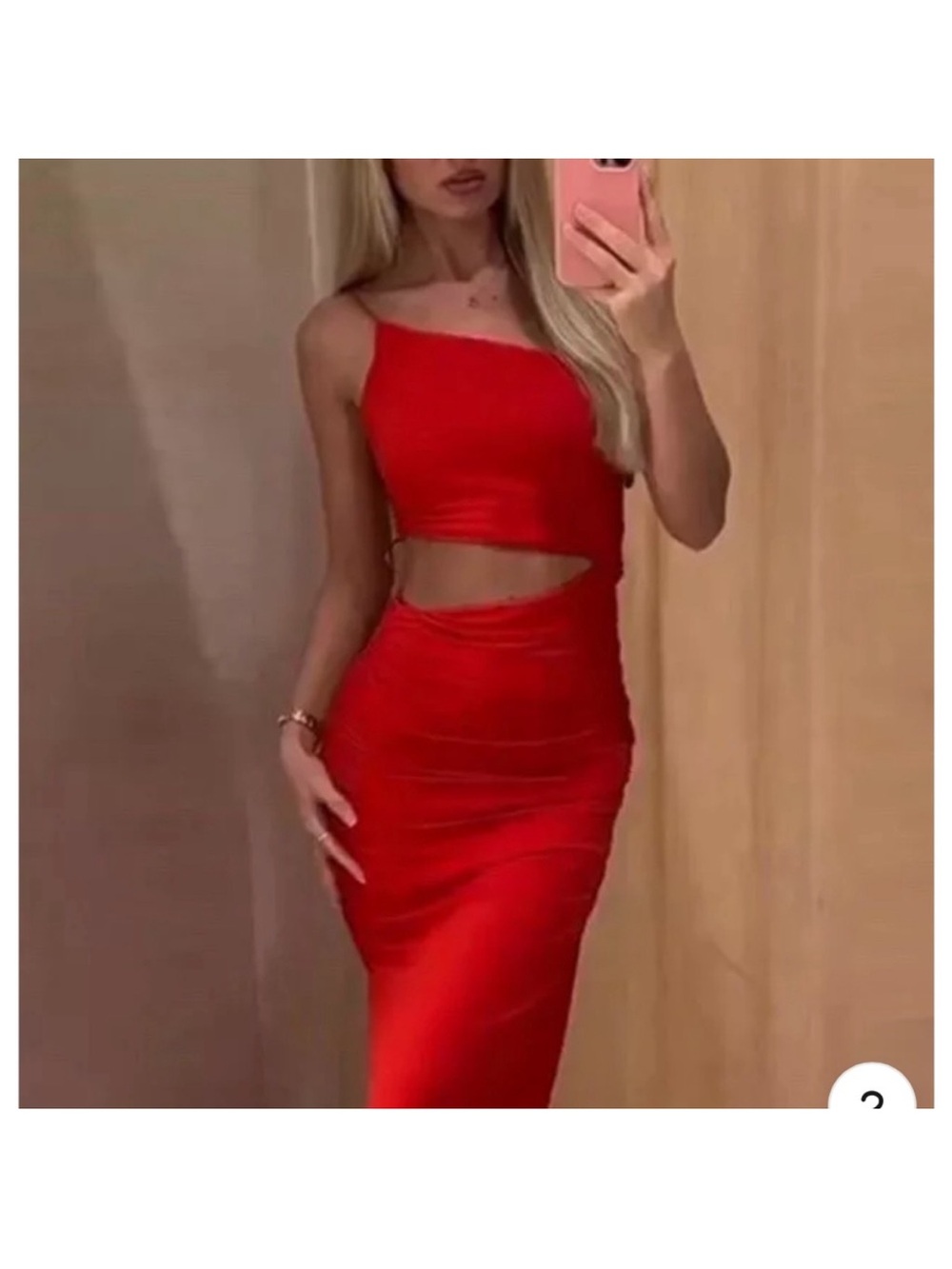 Zara Red Asymmetrical Cutout Bodycon Dress - Picture 2 of 2